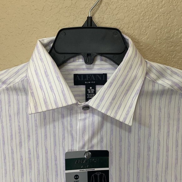 Men’s Alfani Slim Fit AlfaTech Stain Resistant Button Down Shirt Size M - Picture 2 of 9